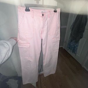 Zara High Rise TRF Straight Leg Cargo Pants